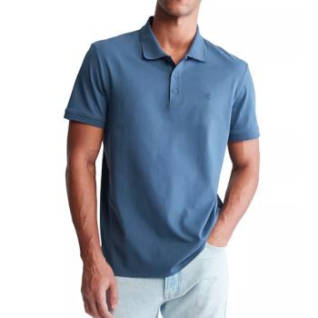CK 2023男時尚字母刺繡靛藍色寬鬆版Polo衫