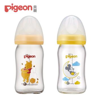 Pigeon貝親 迪士尼寬口母乳實感玻璃奶瓶160ml / 2款
