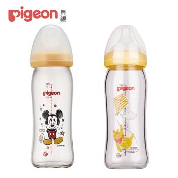 Pigeon貝親 迪士尼寬口母乳實感玻璃奶瓶240ml / 2款