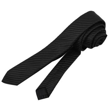 YSL 630453 品牌緞面斜紋混紡絲質領帶.黑