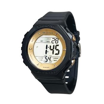 JAGA 捷卡 M1235-A 黑金高貴配色潮流酷炫 潮流多功能手錶