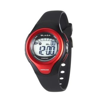 JAGA 捷卡 M1067-AGG 黑紅 小巧可愛 多功能時尚 電子錶 女錶 男錶 計時碼錶 鬧鈴 橡膠錶帶 防水