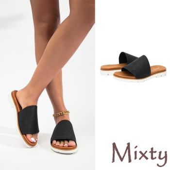 【MIXTY】拖鞋 厚底拖鞋/歐美時尚極簡百搭經典厚底拖鞋 黑