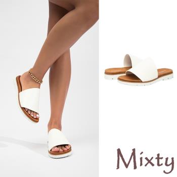 【MIXTY】拖鞋 厚底拖鞋/歐美時尚極簡百搭經典厚底拖鞋 白