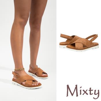【MIXTY】涼鞋 厚底涼鞋/歐美時尚極簡交叉造型厚底涼鞋 棕