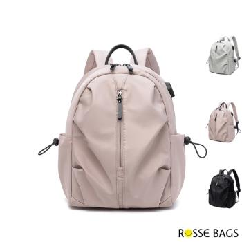 【Rosse Bags】簡約多用途充電旅行雙肩後背包(現+預  粉色 / 灰色 / 黑色)-慈濟共善
