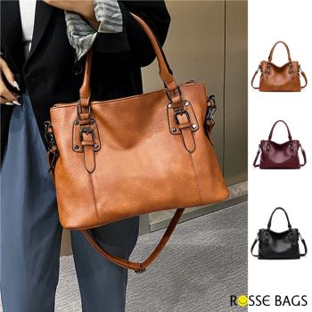 【Rosse Bags】基本款通勤大容量手提肩背包(現+預 棕色 / 紫紅 / 黑色)-慈濟共善