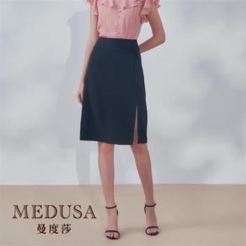 現貨【MEDUSA 曼度莎】腰帶裝飾開衩西裝裙（M-XL）｜女短裙 OL裙