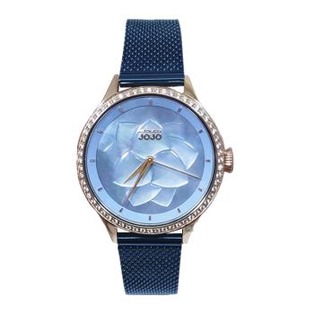 【Naturally JOJO】JO96985-55R 藍寶石鏡面 立體花瓣 貝殼面盤 米蘭錶帶女錶 藍 36mm