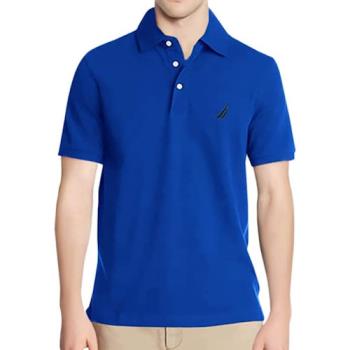 NAUTICA 2023男時尚棉質彈性針鈷藍色短袖Polo衫