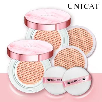 【UNICAT 變臉貓】經典4入組-光彩保濕氣墊粉餅SPF50X2 加碼送氣墊補充蕊(替換包)X2｜ 透亮 美肌 嫩白