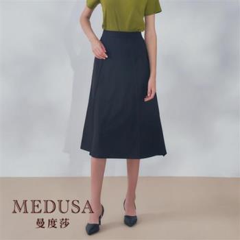 現貨【MEDUSA 曼度莎】不對稱剪裁素黑中長裙（M-XL）｜中長裙 休閒裙