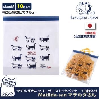 【Kusuguru Japan】日本眼鏡貓 食物密封保鮮夾鏈袋 日本食品衛生檢測合格 Matilda-san系列 -M號10個入