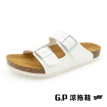 G.P(女)素面織紋雙帶柏肯拖鞋 女鞋-白色