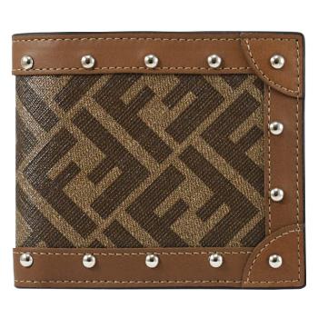 FENDI 7M0169 經典FF LOGO印花鉚釘對開八卡短夾.棕