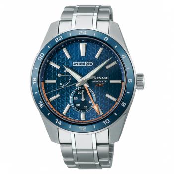 《SEIKO》精工 Presage 新銳系列 SPB217J1 GMT 藍寶石鏡面 鋼錶帶 機械男錶 6R64-00C0B 藍/銀 42.2mm