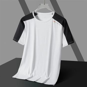 【米蘭精品】冰絲T恤短袖上衣-寬鬆透氣涼感運動男裝4色74ey21