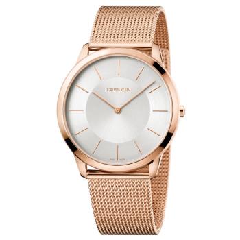 Calvin Klein Minimal 亮金極簡風格玫瑰金米蘭帶腕錶 K3M2T626 (銀白)/44mm
