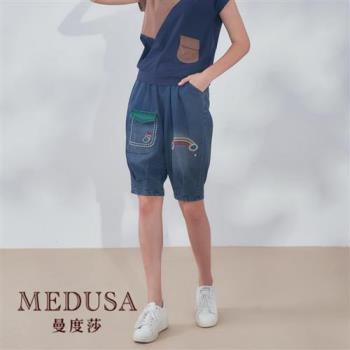 現貨【MEDUSA 曼度莎】ICare 彩虹掉檔牛仔短褲（M-L）｜女短褲 牛仔短褲 鬆緊腰頭