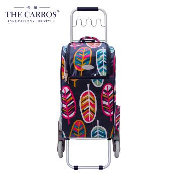 【THE CARROS 卡蘿】30L三輪波浪掛勾折疊款購物車-印地安風