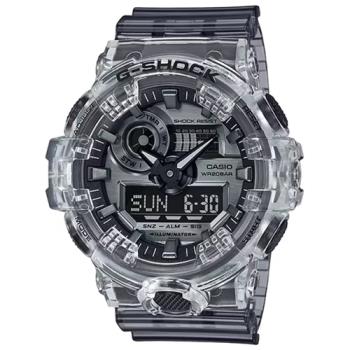 【CASIO 卡西歐】G-SHOCK 半透明金屬風格電子錶 銀 GA-700SK-1A_53.4mm