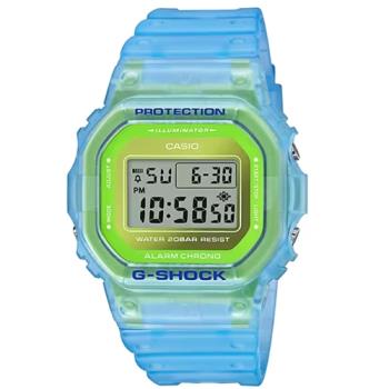【CASIO 卡西歐】 G-SHOCK 半透明系列電子手錶-水藍x漸層黃綠_DW-5600LS-2_42.8mm