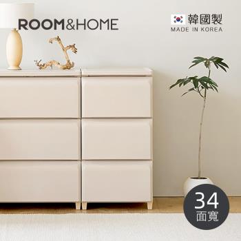 韓國ROOM&HOME 韓國製34面寬三層抽屜收納櫃(木質天板)-DIY-多色可選