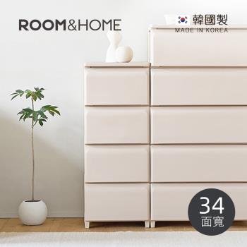韓國ROOM&HOME 韓國製34面寬四層抽屜收納櫃(木質天板)-DIY-多色可選