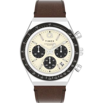 【TIMEX】天美時  Q Timex復刻系列  40毫米三眼計時手錶(米/棕 TXTW2V42800)