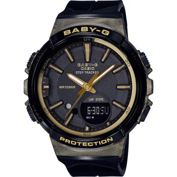 CASIO 卡西歐 Baby-G 慢跑計步顯示手錶-黑(BGS-100GS-1A)