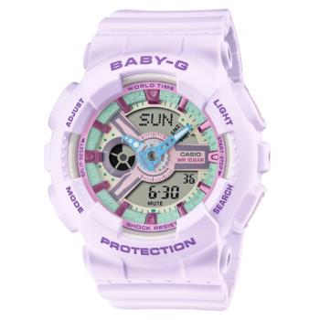 【CASIO 卡西歐】BABY-G 柔和色彩雙顯腕錶 BA-110XPM-6A_43.4mm
