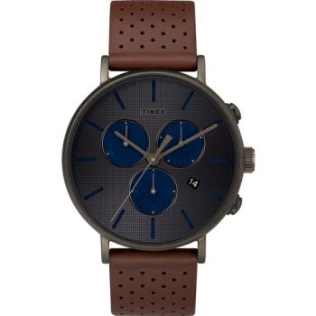 【TIMEX】 天美時 Fairfield Chrono系列 時尚三眼計時手錶 (深灰/咖啡色 TXTW2R80000)