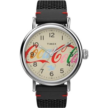 【TIMEX】天美時 x Coca-Cola 限量聯名系列可口可樂字樣款手錶-米x黑/40mm (TXTW2V26000)