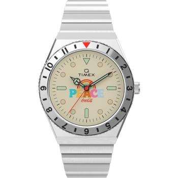 【TIMEX】天美時 x Coca-Cola 限量聯名系列PEACE款手錶-白x銀/38mm(TXTW2V25800)