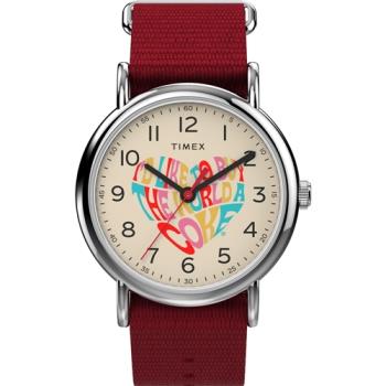 【TIMEX】天美時 x Coca-Cola 限量聯名系列可口可樂愛心款手錶-米x紅/38mm (TXTW2V29900)