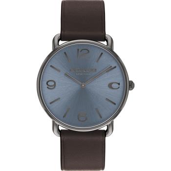 COACH Elliot C字皮帶手錶男錶-灰藍面咖啡皮帶(CO14602647)