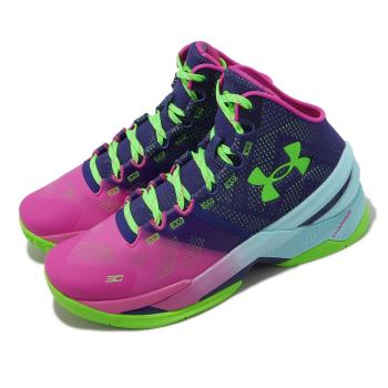 Under Armour 籃球鞋 Curry 2 男鞋 粉紅 紫 支撐 極光 運動鞋 UA 3026052600