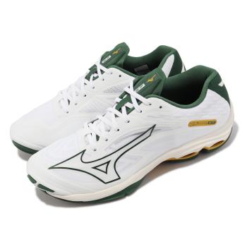 Mizuno 排球鞋 Wave Lightning Z7 男鞋 白 綠 羽球鞋 桌球鞋 室內運動 美津濃 V1GA2200-44