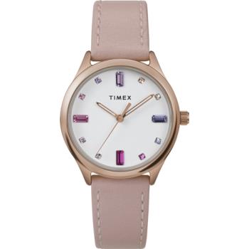 【TIMEX】天美時 復刻系列 32毫米彩色水晶仕女手錶 ( 裸粉TXTW2V76400)
