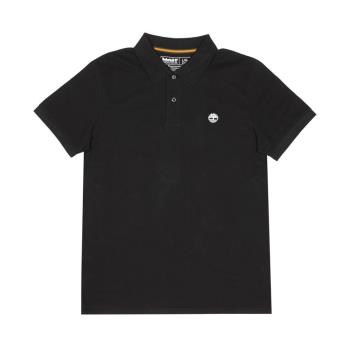 Timberland 男款黑色刺繡標誌棉質素面短袖POLO衫|A2EPM001-慈濟共善
