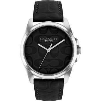 COACH Gracy CC浮雕皮帶女錶-經典黑 CO14504142