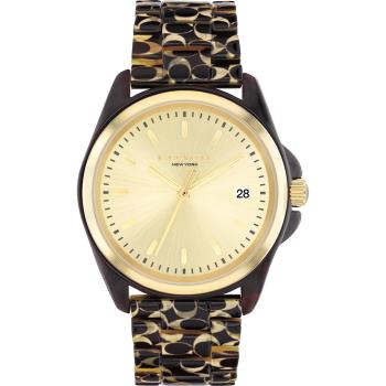 COACH 珍妮佛羅培茲廣告款 Tortoise Logo鍊帶女錶-金 CO14504187