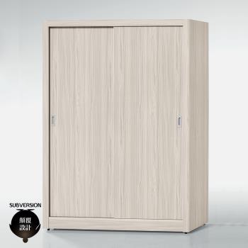 【顛覆設計】意合白梣木色5x7尺推門衣櫥
