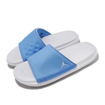 Nike 拖鞋 Jordan Play Slide GS 大童鞋 女鞋 白 水藍 喬丹 泡棉 舒適 DN3596-401