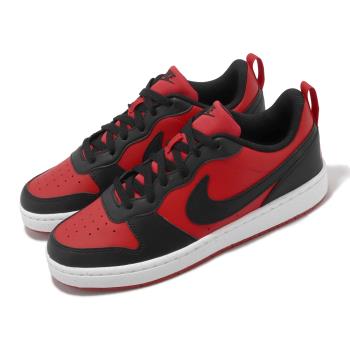 Nike 休閒鞋 Court Borough Low Recraft GS 大童鞋 女鞋 黑 紅 皮革 DV5456-600