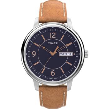 【TIMEX】天美時 風格系列 日期星期顯示  細緻紳士手錶  (銀x海軍藍TXTW2V29000)