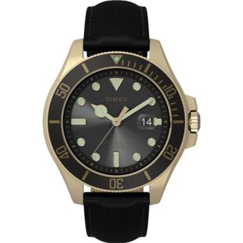 【TIMEX】天美時 風格系列 43 毫米金色調經典手錶  (黑x黑 TXTW2V42200)