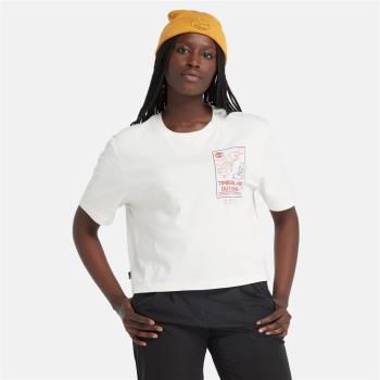 Timberland 女款白色有機棉印花寬鬆短袖T恤|A6HRDCM9