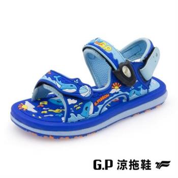 G.P 樂悠遊鯨魚兒童磁扣兩用涼拖鞋G3811B-藍色(SIZE:24-30 共三色) GP