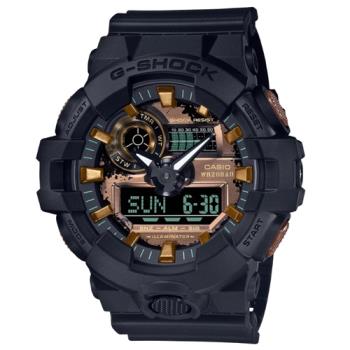 【CASIO 卡西歐】G-SHOCK新古典金屬質感雙顯手錶_黑X金_GA-700RC-1A_53.4mm
